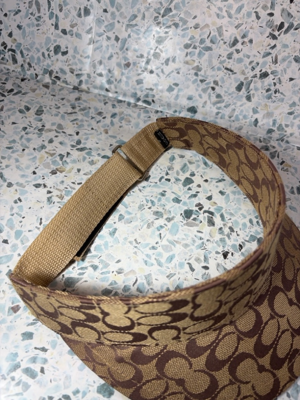 Coach Signature C Visor Hat Khaki Brown Adjustable Sun Visor - Picture 4 of 7